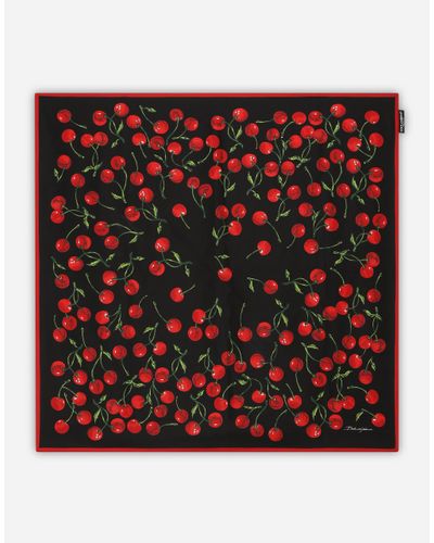 Dolce & Gabbana Cherry-Print Twill Scarf (90X90) - Red