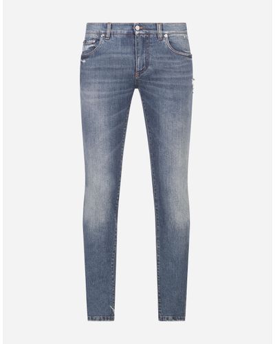 Dolce & Gabbana Stretch Skinny Jeans With Small Abrasions - Blau