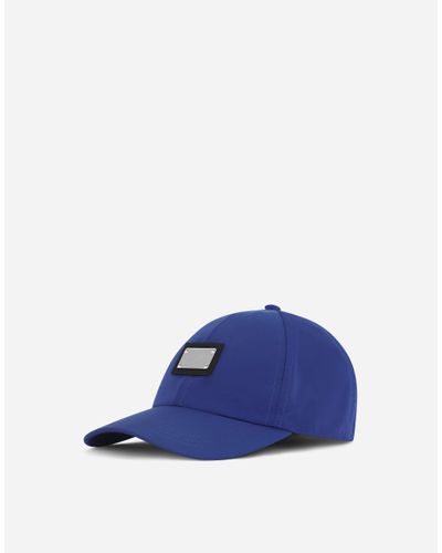 Dolce & Gabbana Nylon Baseball Cap With Branded Tag - Blue