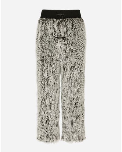 Dolce & Gabbana Faux Fur Sweatpants - Gray