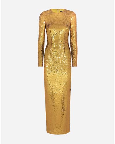 Dolce & Gabbana Long Sequined Mermaid Dress - Metallic