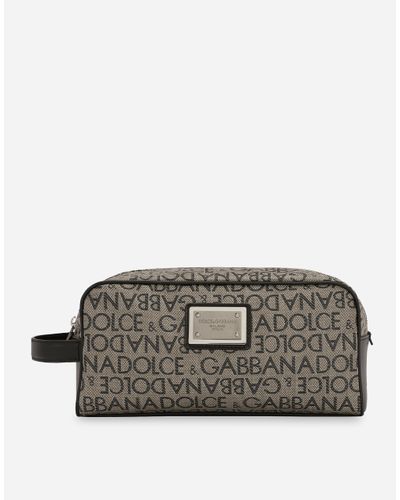 Dolce & Gabbana Coated Jacquard Toiletry Bag - Gray