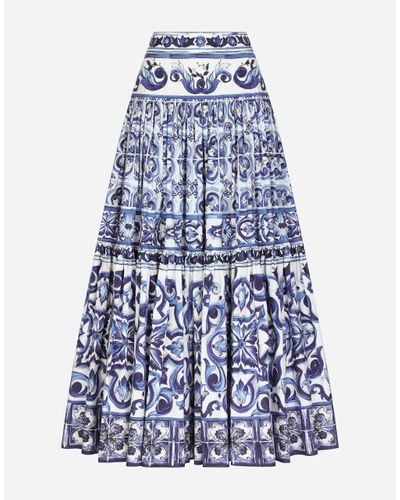 Dolce & Gabbana Majolica Midi Skirt - Blue