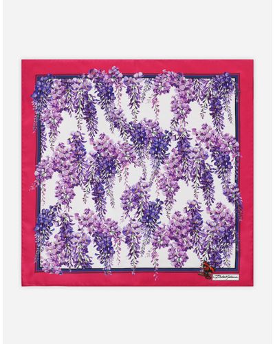 Dolce & Gabbana Wisteria-print Twill Scarf (50 X 50) - Purple