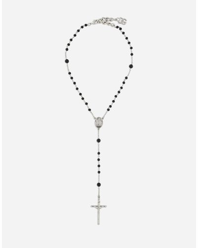 Dolce & Gabbana Rosary Cross-pendant Necklace - Black