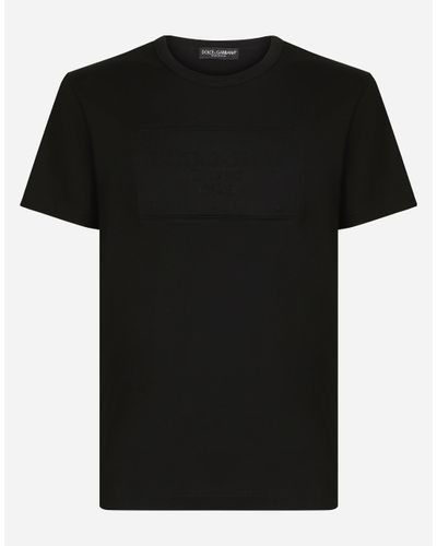 Dolce & Gabbana Cotton T-Shirt With Embossed Logo - Schwarz