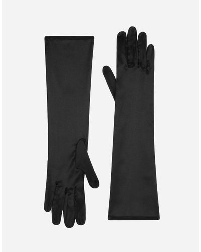 Dolce & Gabbana Kurze Handschuhe Aus Seidensatin - Schwarz