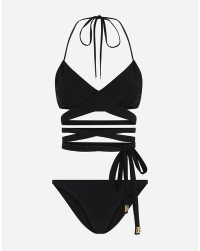 Dolce & Gabbana Bikini With Wraparound Lace Ties - Schwarz