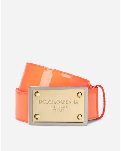 Dolce & Gabbana Neon Patent Leather Belt - Orange