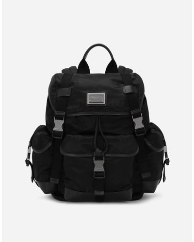 Dolce & Gabbana Nylon Backpack With Logo - Black