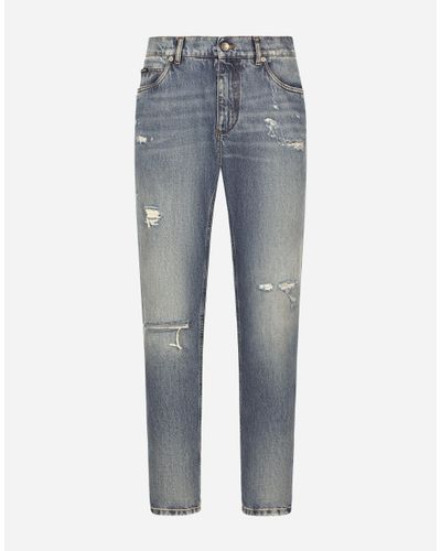 Dolce & Gabbana Regular-Fit Wash Jeans With Abrasions - Blue