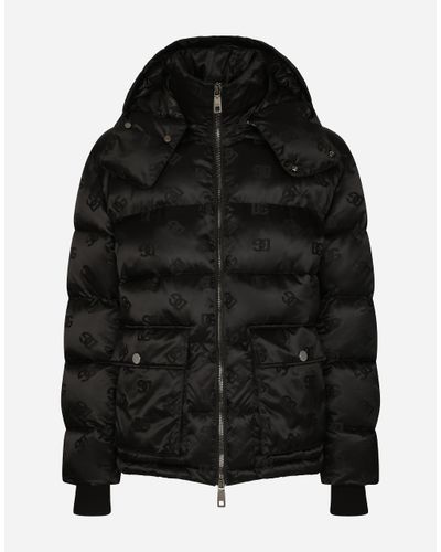 Dolce & Gabbana Dg Satin Jacquard Jacket With Hood - Black