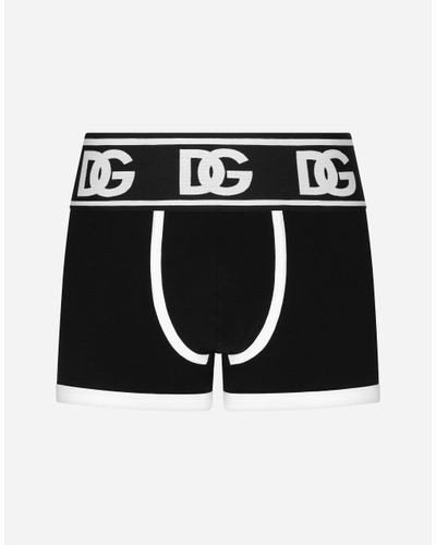 Dolce & Gabbana Two-Way Stretch Jersey Boxers With Dg Logo - Schwarz