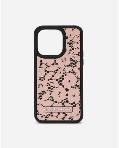 Dolce & Gabbana Rubber Lace Iphone 14 Pro Max Case - Pink
