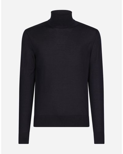 Dolce & Gabbana Cashmere And Silk Turtle-Neck Sweater - Blue