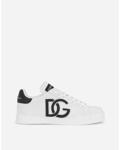 Dolce & Gabbana Logo-Print Sneakers - Leder - Schwarz/ - Weiß