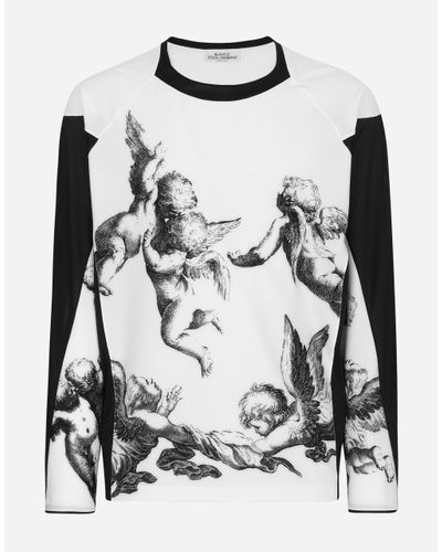 Dolce & Gabbana Langarm-T-Shirt Engel-Print - Grau