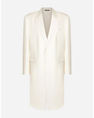 Dolce & Gabbana Einreihiger Mantel Aus Seidentwill - Weiß