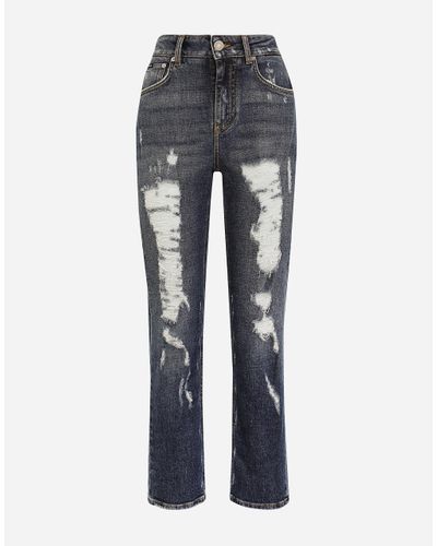 Dolce & Gabbana Boyfriend Jeans With Rips - Gray