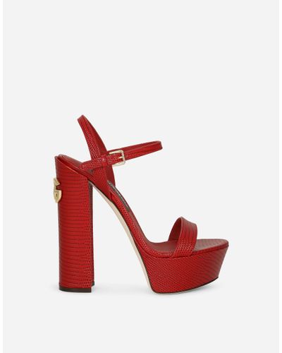 Dolce & Gabbana Calfskin Platform Sandals - Red