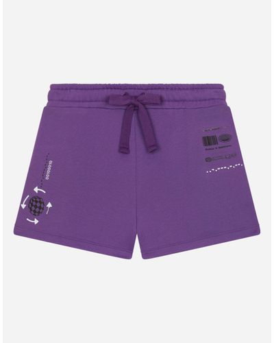 Dolce & Gabbana Jersey Shorts With Dg Vib3 Logo Print - Purple