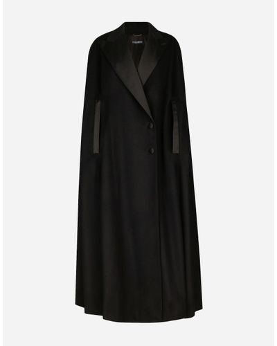 Dolce & Gabbana Single-Breasted Wool And Cashmere Cape - Black