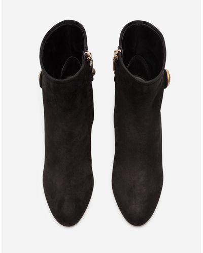 Dolce & Gabbana Suede Ankle Boots in Black - Lyst