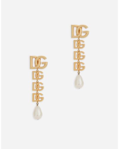 Dolce & Gabbana Clip-On Earrings With Dg Logo - Weiß