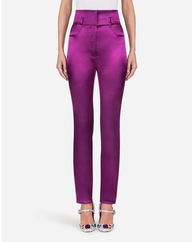 Pantalón De Raso Dolce \u0026 Gabbana de Raso de color Morado | Lyst