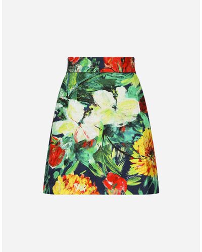 Dolce & Gabbana Bloom- Brocade Miniskirt - Green
