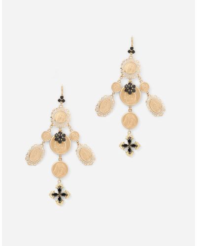 Dolce & Gabbana Sicily Earrings With Medals And Cross Pendants - Weiß