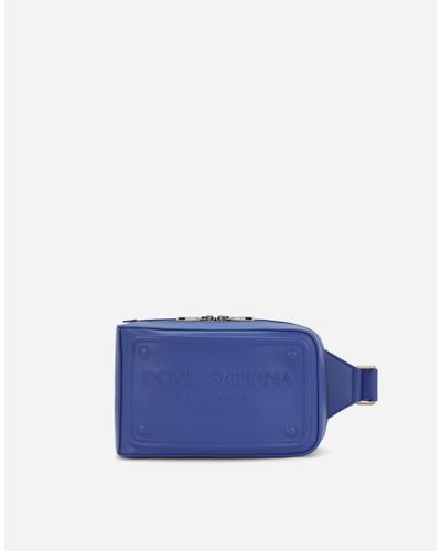 Dolce & Gabbana Calfskin Belt Bag With Raised Logo - Blue