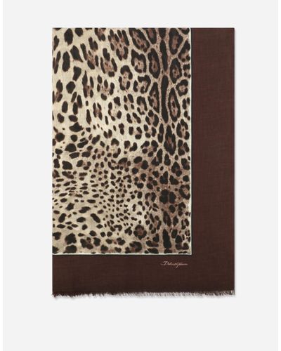 Dolce & Gabbana Leopard-Print Modal And Cashmere Scarf (135X200) - Brown