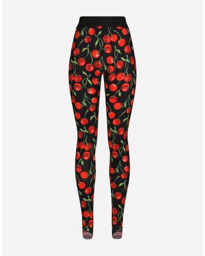Dolce & Gabbana Cherry-Print Technical Jersey Leggings - Red