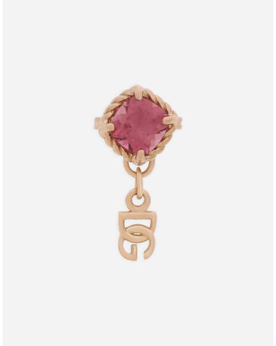 Dolce & Gabbana Einzelohrring Aus Rotgold 18 Kt Mit Rosa Turmalinen - Pink