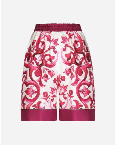 Dolce & Gabbana Majolica-Print Twill Pajama Shorts - Red