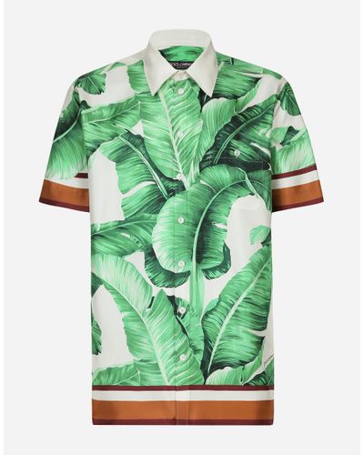 Dolce & Gabbana Hawaiihemd Aus Seide Bananenbaum - Grün