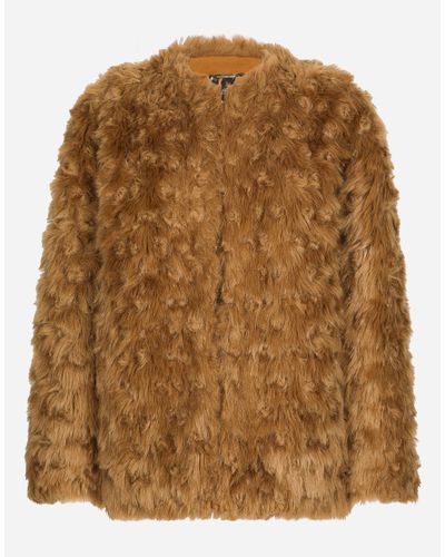 Dolce & Gabbana Faux Fur Jacket - Brown