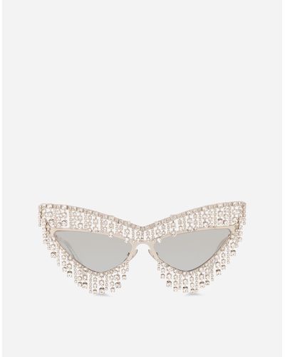 Dolce & Gabbana Crystals' Rain Sunglasses - White