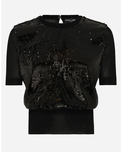Dolce & Gabbana Short-Sleeved Top With Sequin Embellishment - Black