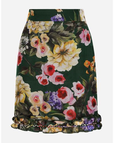 Dolce & Gabbana Short Garden- Chiffon Skirt - Green