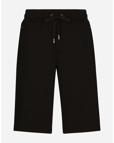 Dolce & Gabbana Jersey Jogging Shorts With Logo Tag - Black