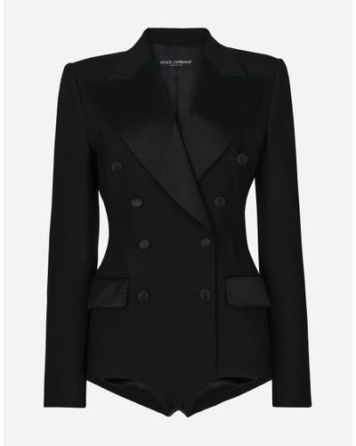 Dolce & Gabbana Double-Breasted Tuxedo Jacket Bodysuit - Black