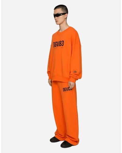 Dolce & Gabbana Jersey Jogging Pants With Dgvib3 Print And Logo - Orange