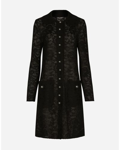 Dolce & Gabbana Lace-Stitch Coat - Black