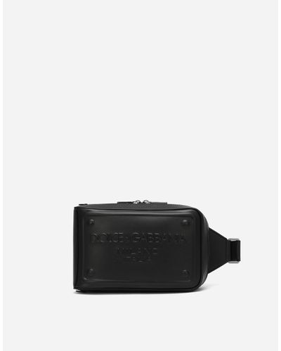 Dolce & Gabbana Calfskin Belt Bag With Raised Logo - Black