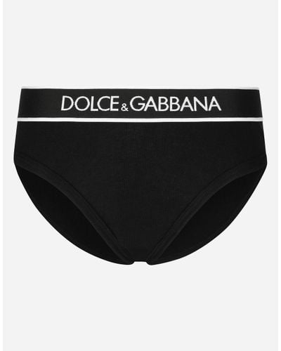 Dolce & Gabbana Fine-Rib Jersey Brazilian Briefs With Branded Elastic - Schwarz