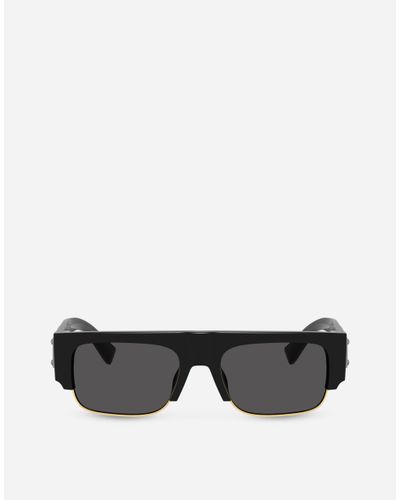 Dolce & Gabbana Logo-plaque Rectangle-frame Sunglasses - Black