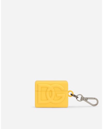 Dolce & Gabbana Embossed-logo Airpod Case - Yellow