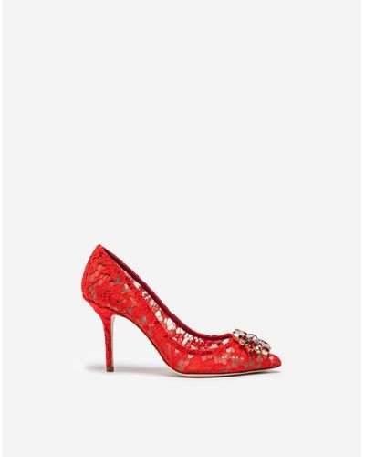 Dolce & Gabbana Pump in Taormina lace with crystals - Rot
